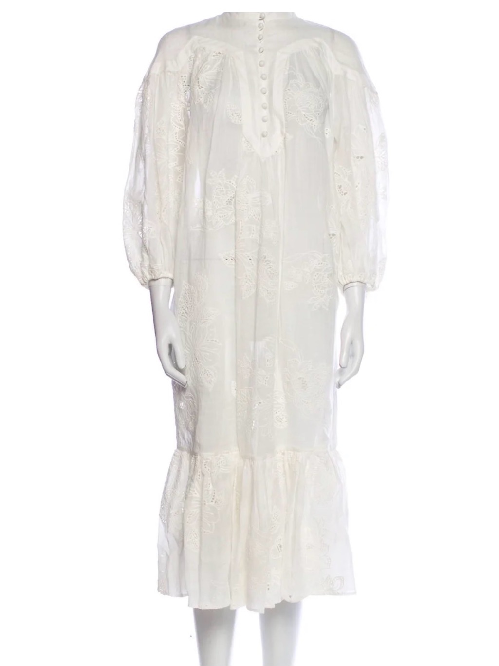 Zimmermann White Embroidered Midi Dress